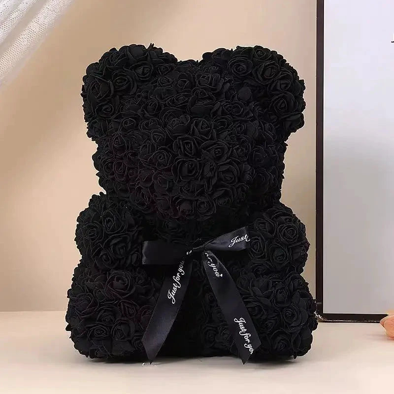 Ourson en roses éternelles avec boîte – 25 cm - LSDLBoutique