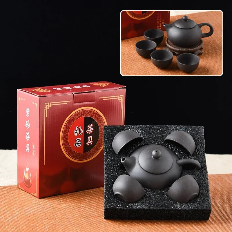Kung Fu Ceramic Tea Set – 1 Teapot and 4 Cups