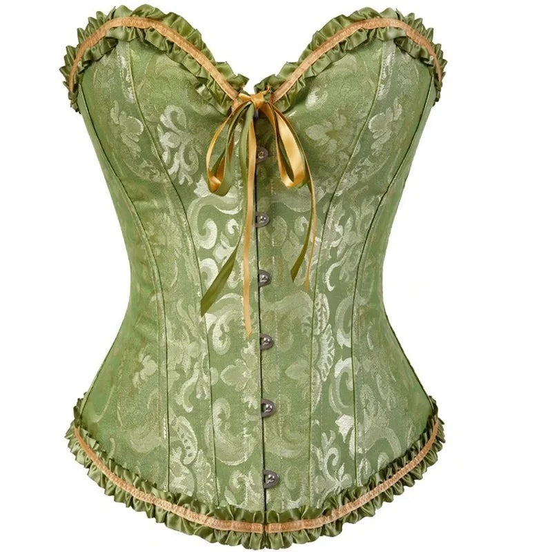 Viktorianisches Corsage-Korsett mit Blumen-Jacquard – Busk-Verschluss vorne