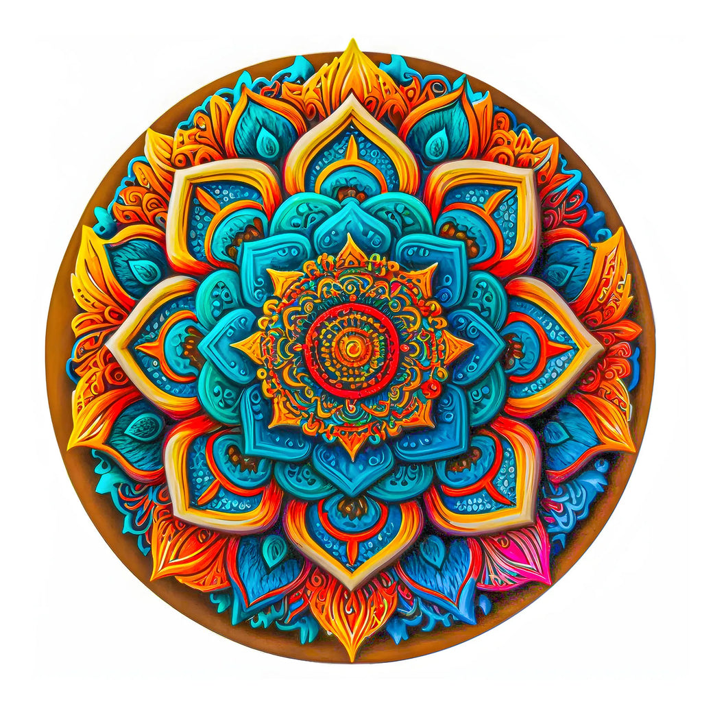 Floral & Animal Pattern Wooden Puzzle – Unique Flower