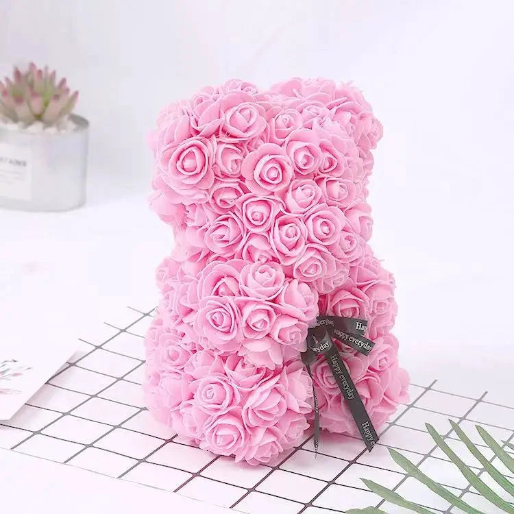 Ourson en roses éternelles avec boîte – 25 cm - LSDLBoutique