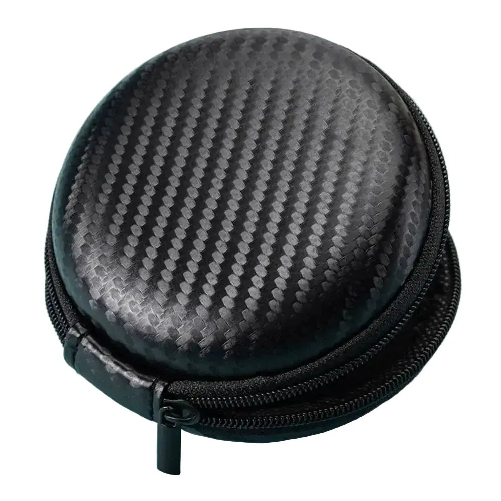 Etui de transport rigide EVA rond noir à motif fibre de carbone, zippé, LSDLBoutique