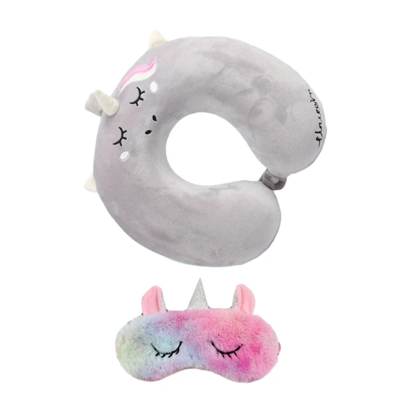 Oreiller de voyage mémoire avec masque yeux – Motif licorne - LSDLBoutique