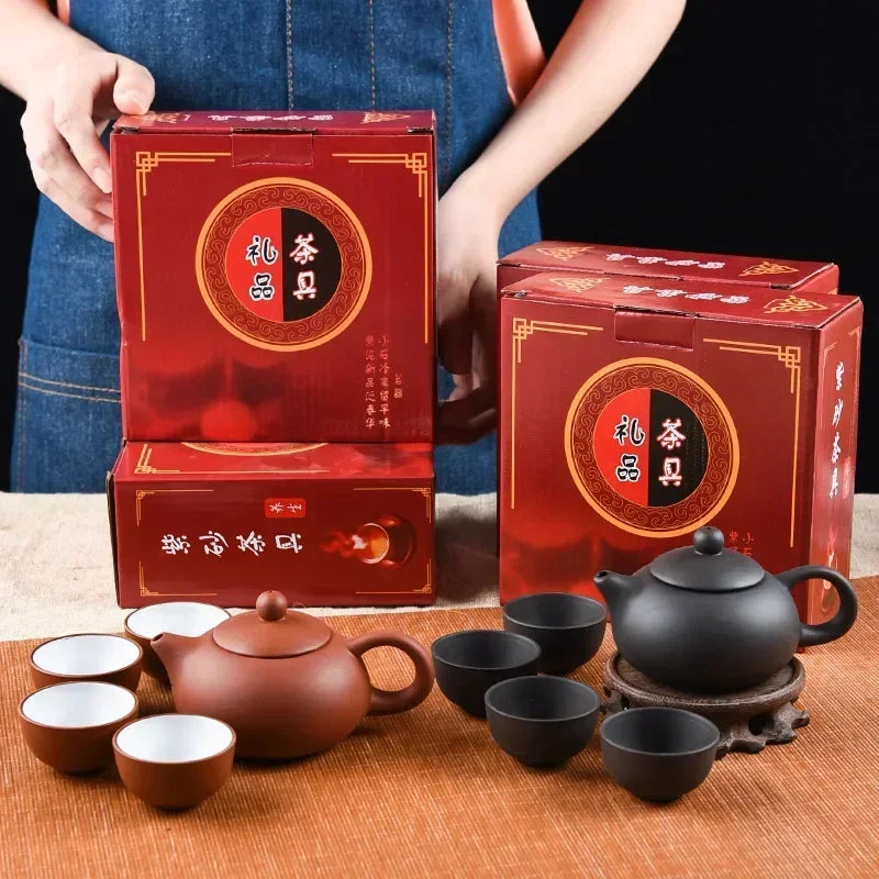 Kung Fu Ceramic Tea Set – 1 Teapot and 4 Cups