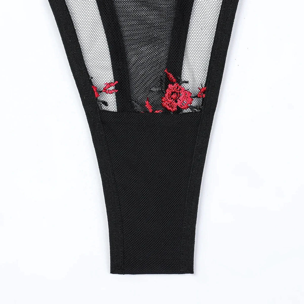 Les Secrets de Léa – Ensemble lingerie corset dentelle noir & rouge – Minnie - LSDLBoutique