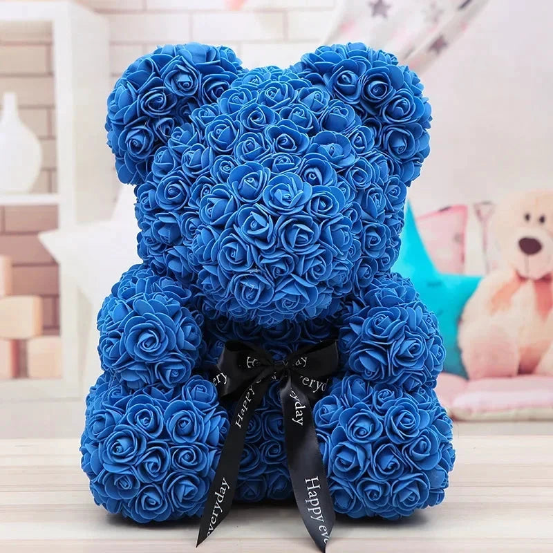 Ourson en roses éternelles avec boîte – 40 cm - LSDLBoutique