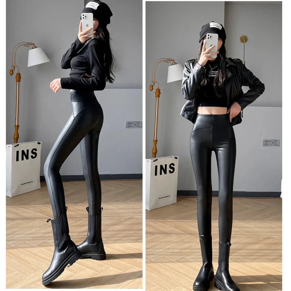 Leggings Cuir PU Noir Taille Haute Serpent - LSDLBoutique