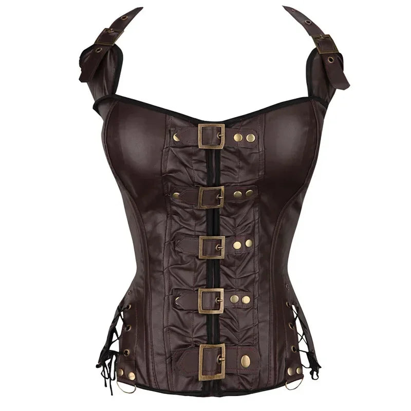 Rückenfreies Korsett aus Kunstleder Steampunk – Gothic-Punk-Stil