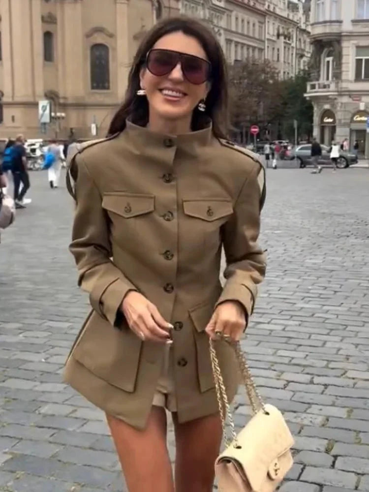 Veste pilote femme marron – Zip et revers - LSDLBoutique