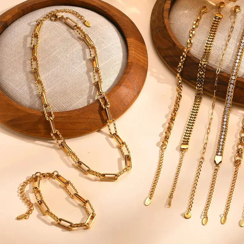 Lot de bracelets trombone réglables en acier inoxydable doré