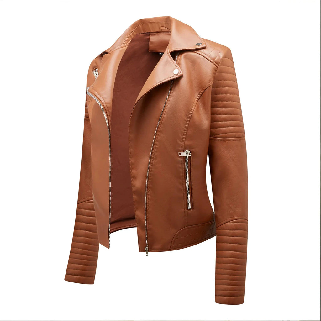 Veste Courte en Cuir Femme – Style Moto