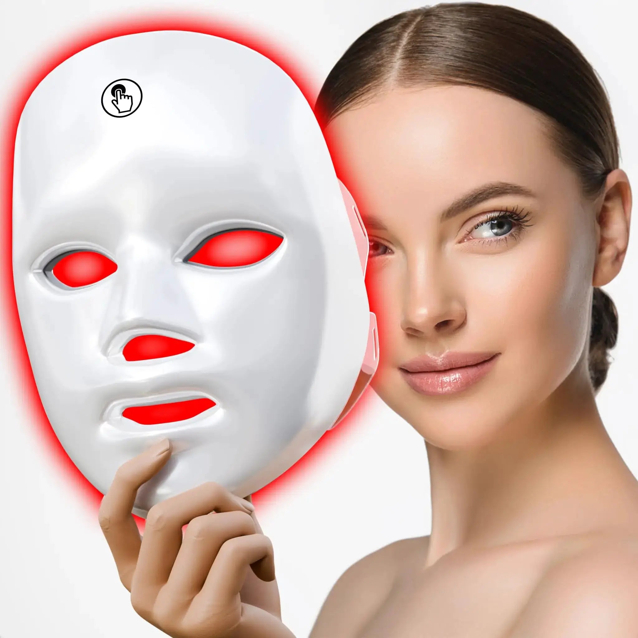 Masque LED visage 7 couleurs LSDLBoutique – masque de soin blanc avec LEDs rouges