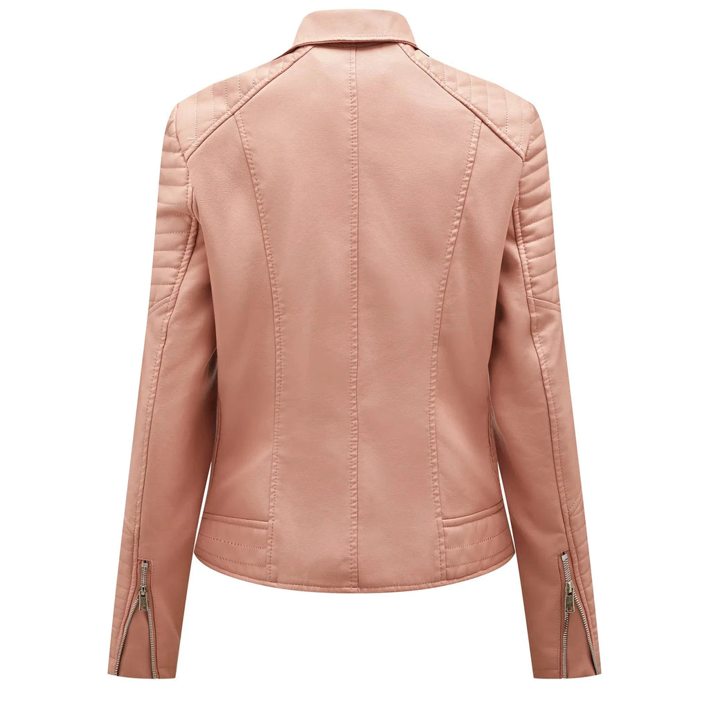 Veste Courte en Cuir Femme – Style Moto