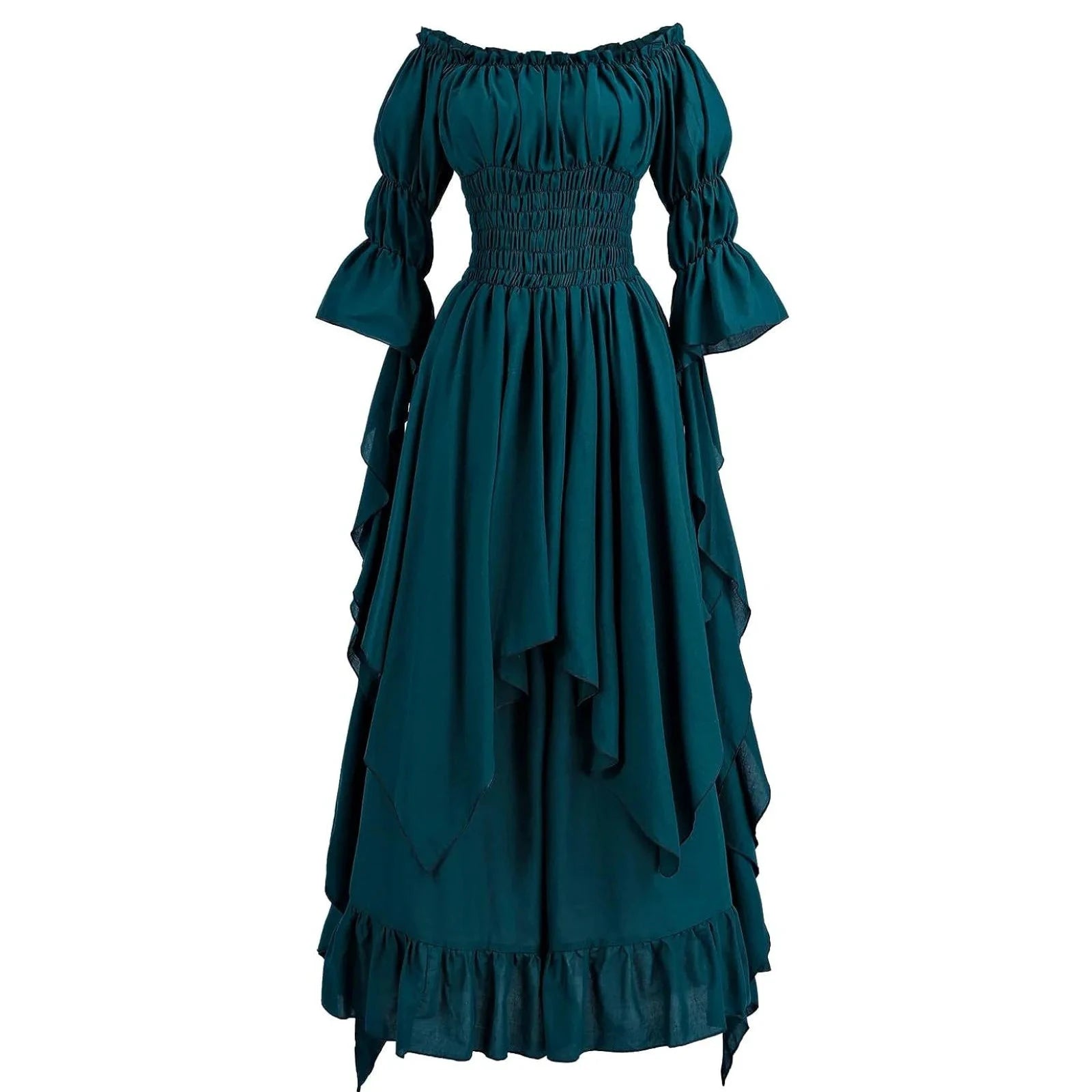 Robe longue style médiéval manches longues encolure élastique - LSDLBoutique