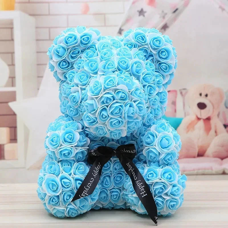 Ourson en roses éternelles avec boîte – 40 cm - LSDLBoutique