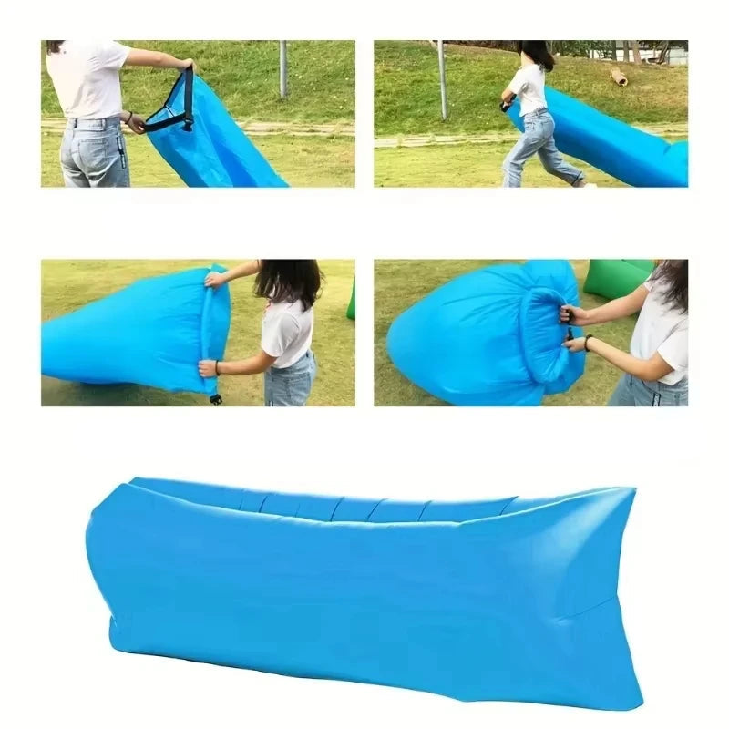Inflatable air sofa for beach and camping – with carry bag