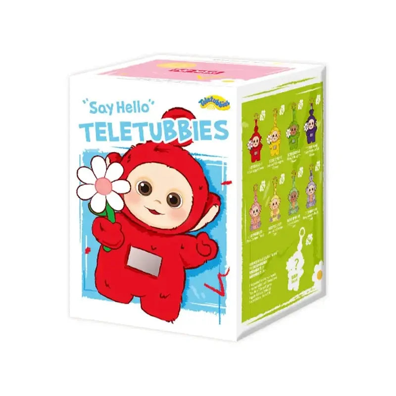 Pendentif Pop Mart Teletubbies Say Hello – Blind Box, emballage blanc avec Teletubbies rouge, Mon Bubu Kawaii