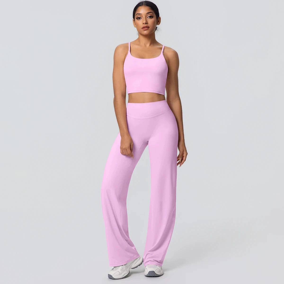 Women's Backless Sports Top and High-Waisted Pants Set