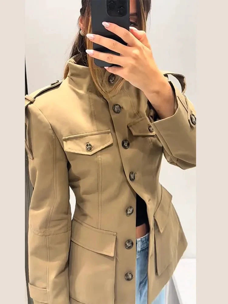 Veste pilote femme marron – Zip et revers - LSDLBoutique