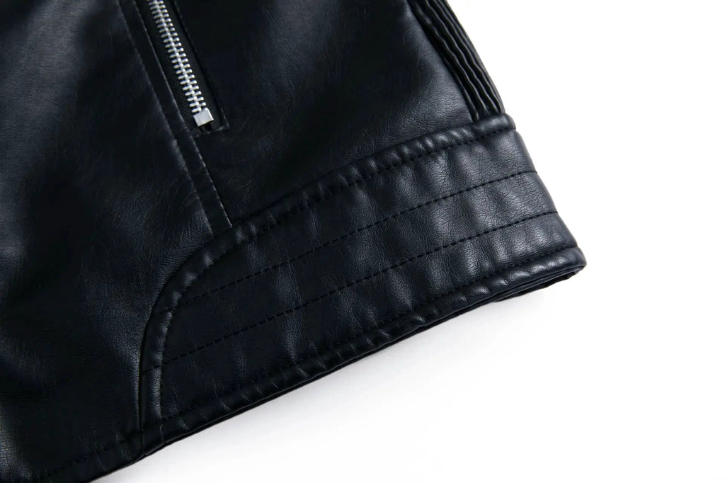 Veste Courte en Cuir Femme – Style Moto - LSDLBoutique