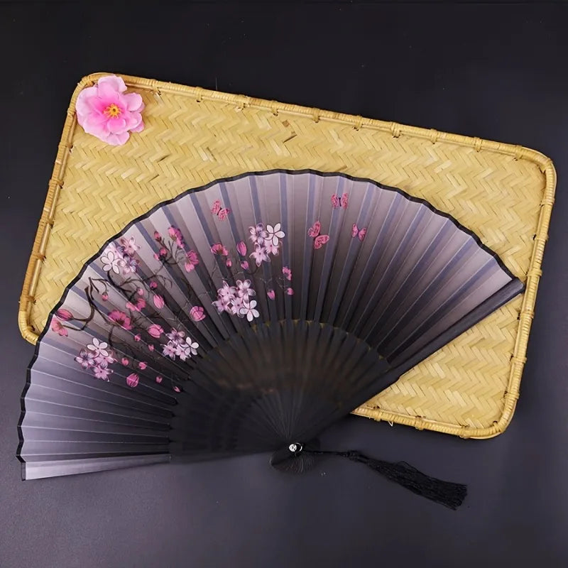 Paper Fan with Cherry Blossom Pattern – Vintage Floral Cherry Blossom Fan