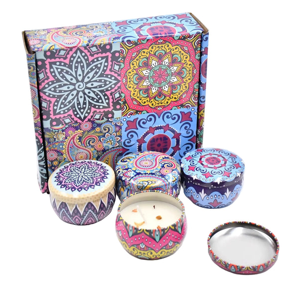 Lot de 4 boîtes à bougies parfumées (4 parfums), bougies pour soulager le stress, la relaxation, le yoga et les…