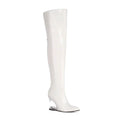 Damen-Overknees – Tigerhai-Zahnmuster – Lackleder