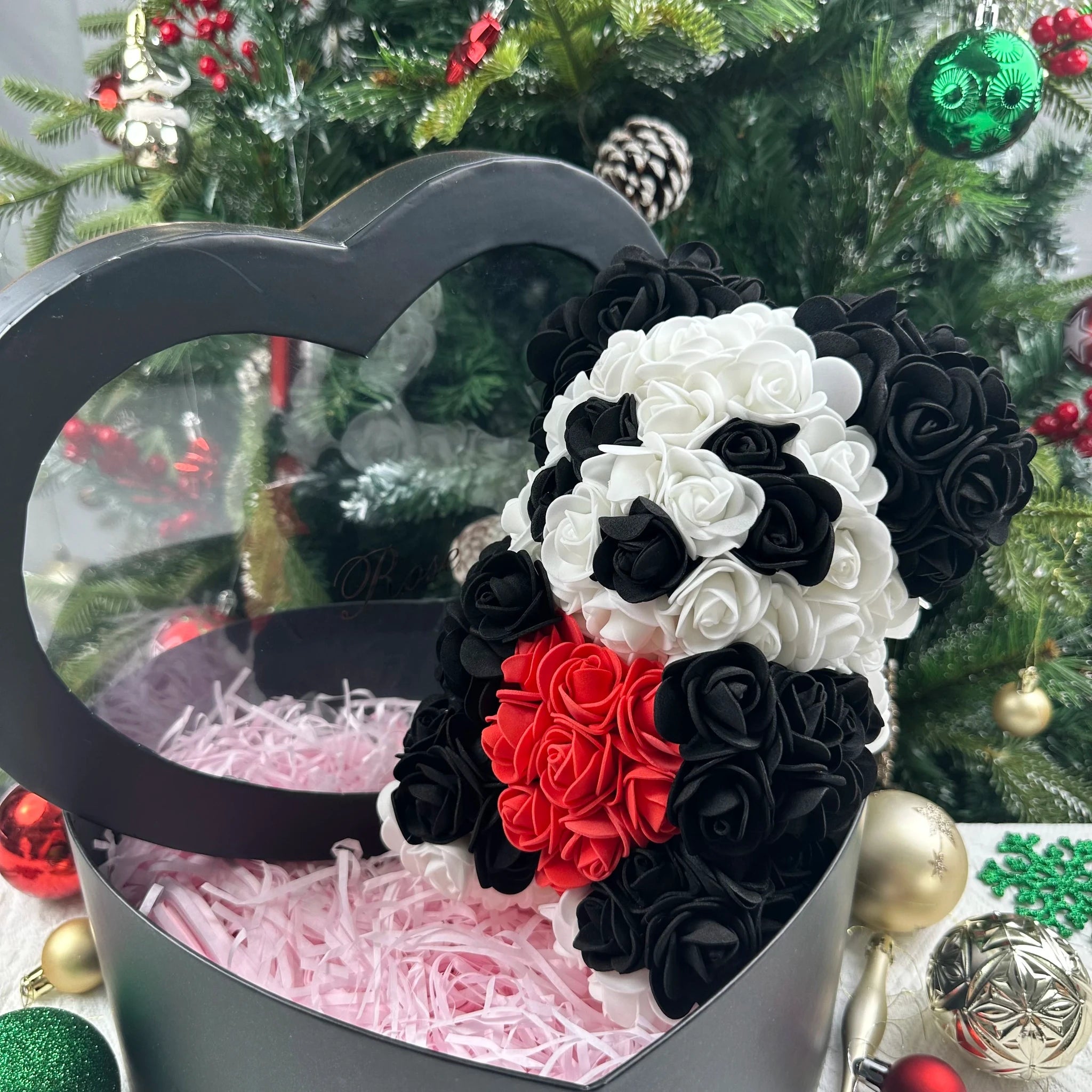 Ourson en roses éternelles avec boîte – 25 cm - LSDLBoutique