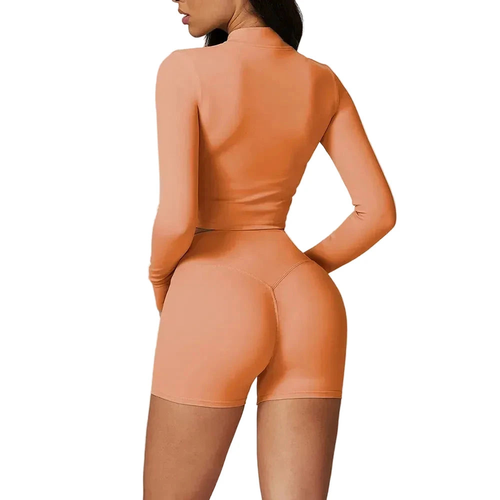 Ensemble Yoga Femme 3 Pièces – Short, Soutien-gorge et Veste - LSDLBoutique
