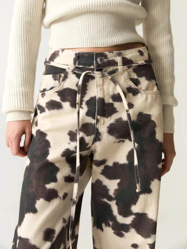 Jean Femme Vintage Imprimé Vache Y2K Baggy Denim - LSDLBoutique
