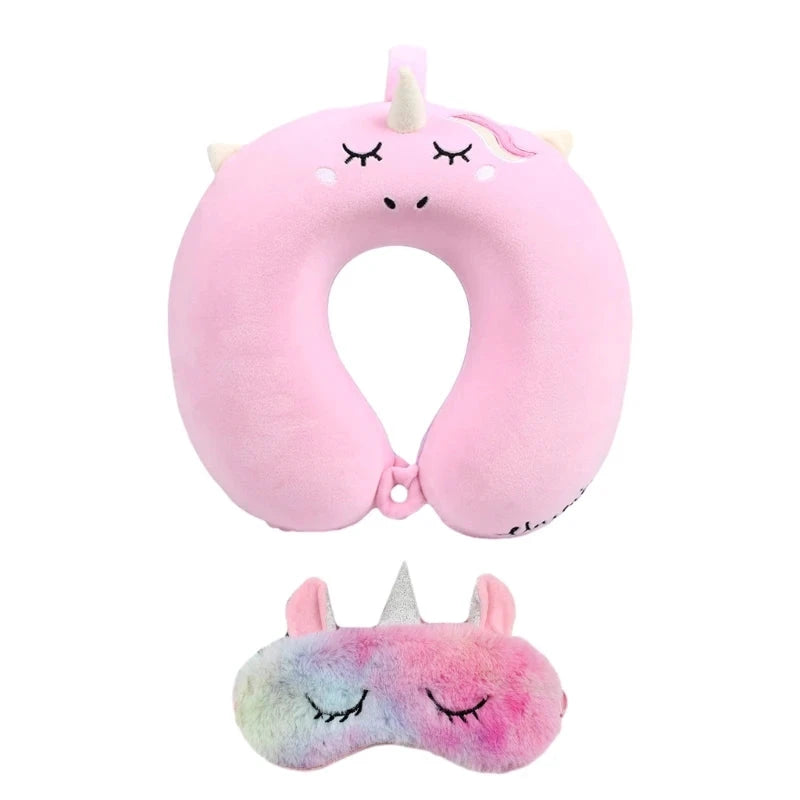 Oreiller de voyage mémoire avec masque yeux – Motif licorne - LSDLBoutique