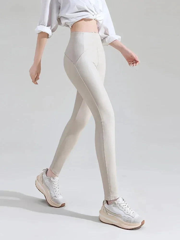 Legging Cuir PU Taille Haute – Motif Serpent