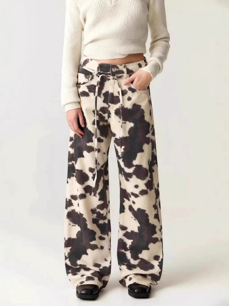 Jean Femme Vintage Imprimé Vache Y2K Baggy Denim - LSDLBoutique