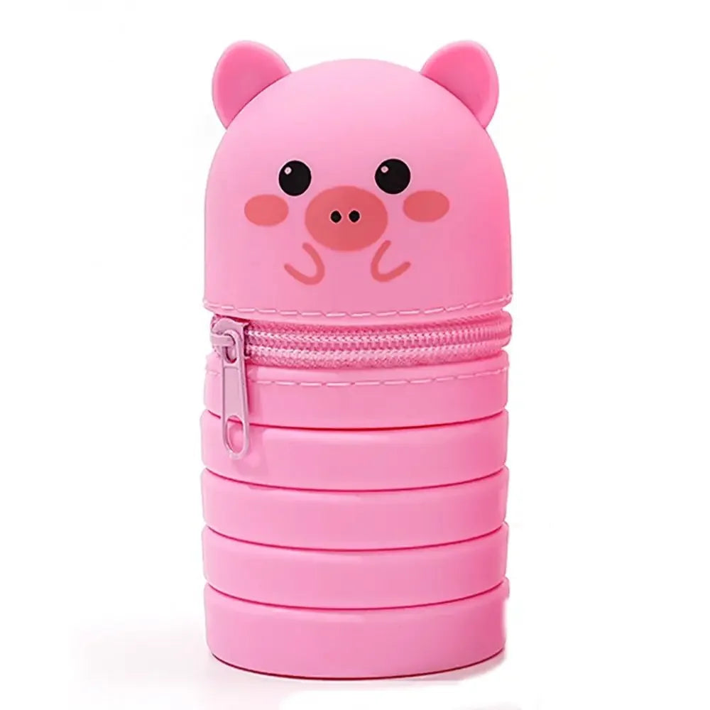Cartoon Animal Foldable Silicone Pencil Case Flexible Desk Organizer… – Cochon pliable – vue 8 | Les Secrets de Léa
