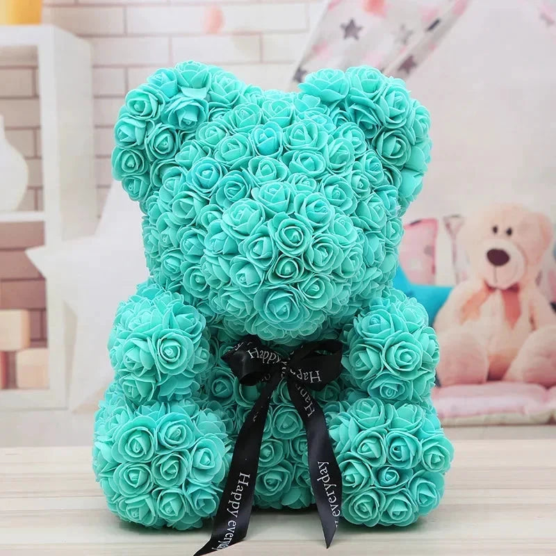 Ourson en roses éternelles avec boîte – 40 cm - LSDLBoutique