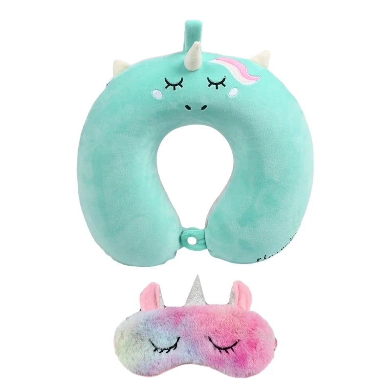 Oreiller de voyage mémoire avec masque yeux – Motif licorne - LSDLBoutique