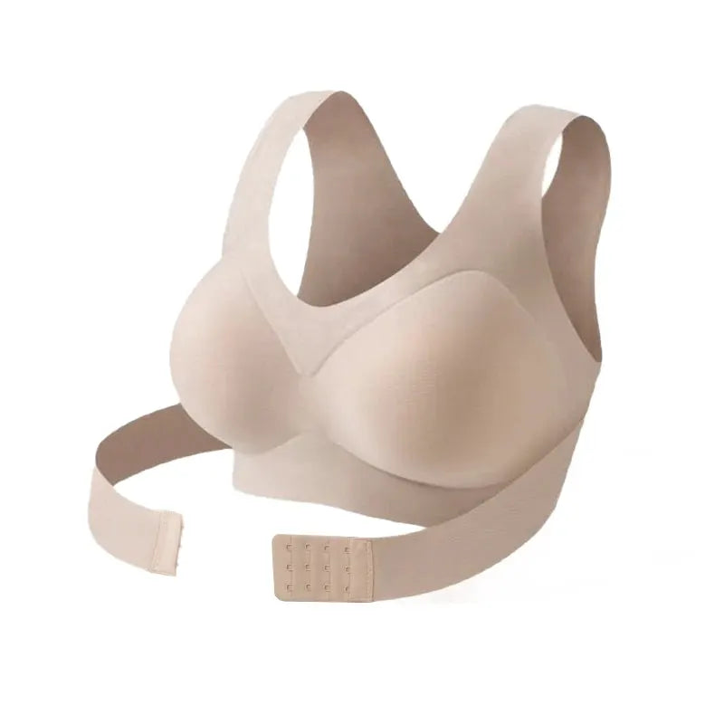 Bralette correctrice de posture push-up croisée, beige, sans couture