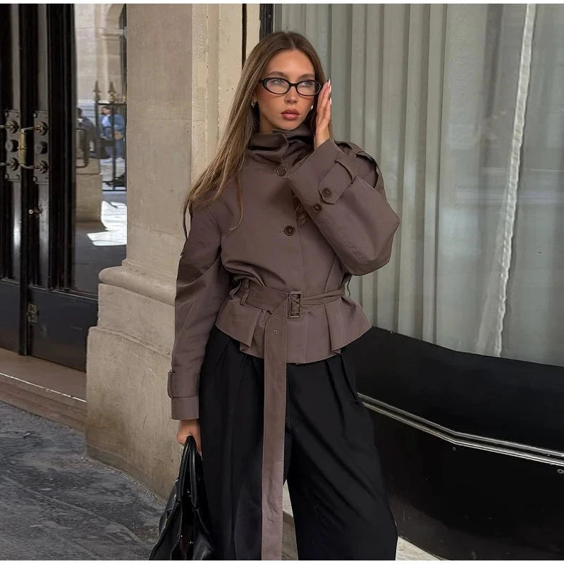 Veste pilote femme marron – Zip et revers - LSDLBoutique