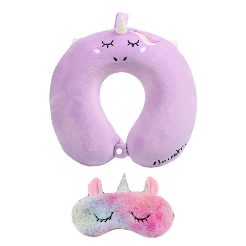 Oreiller de voyage mémoire avec masque yeux – Motif licorne - LSDLBoutique