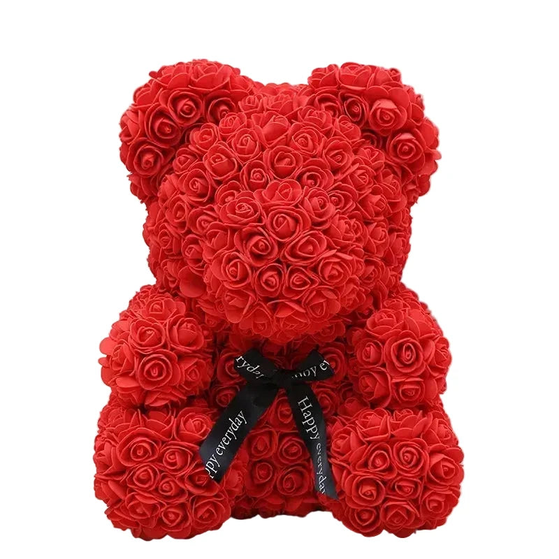 Ourson en roses éternelles avec boîte – 40 cm - LSDLBoutique