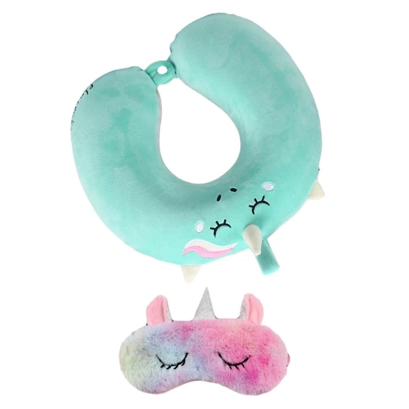 Oreiller de voyage mémoire avec masque yeux – Motif licorne - LSDLBoutique