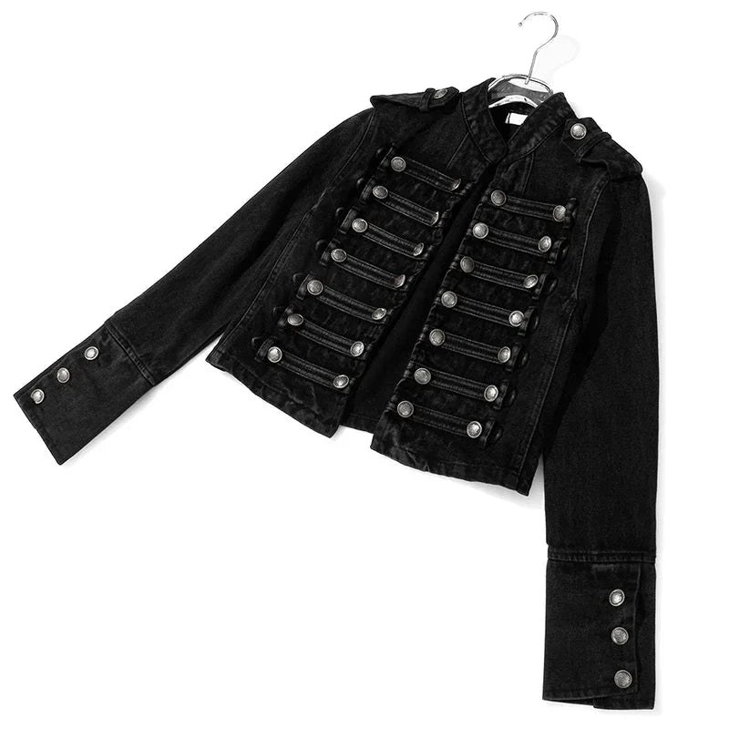 Veste en jean courte fendue à boutons amples - LSDLBoutique