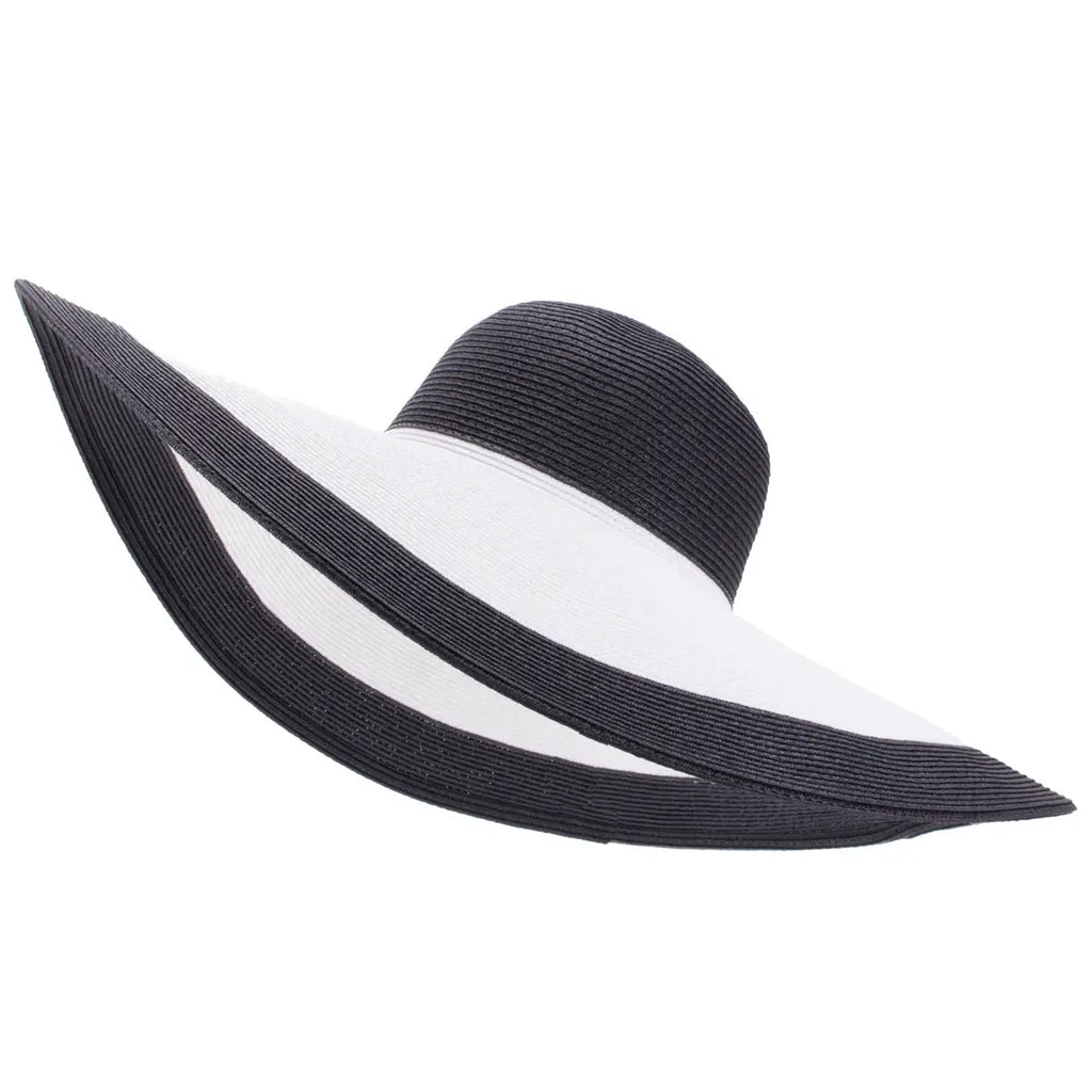 Chapeau de paille pliable à large bord noir et blanc, modèle Lawliet A330, LSDLBoutique
