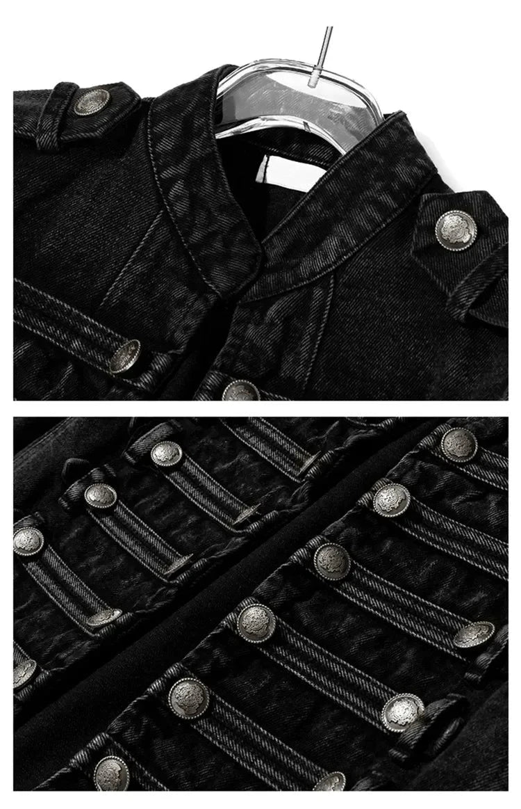 Veste en jean courte fendue à boutons amples - LSDLBoutique