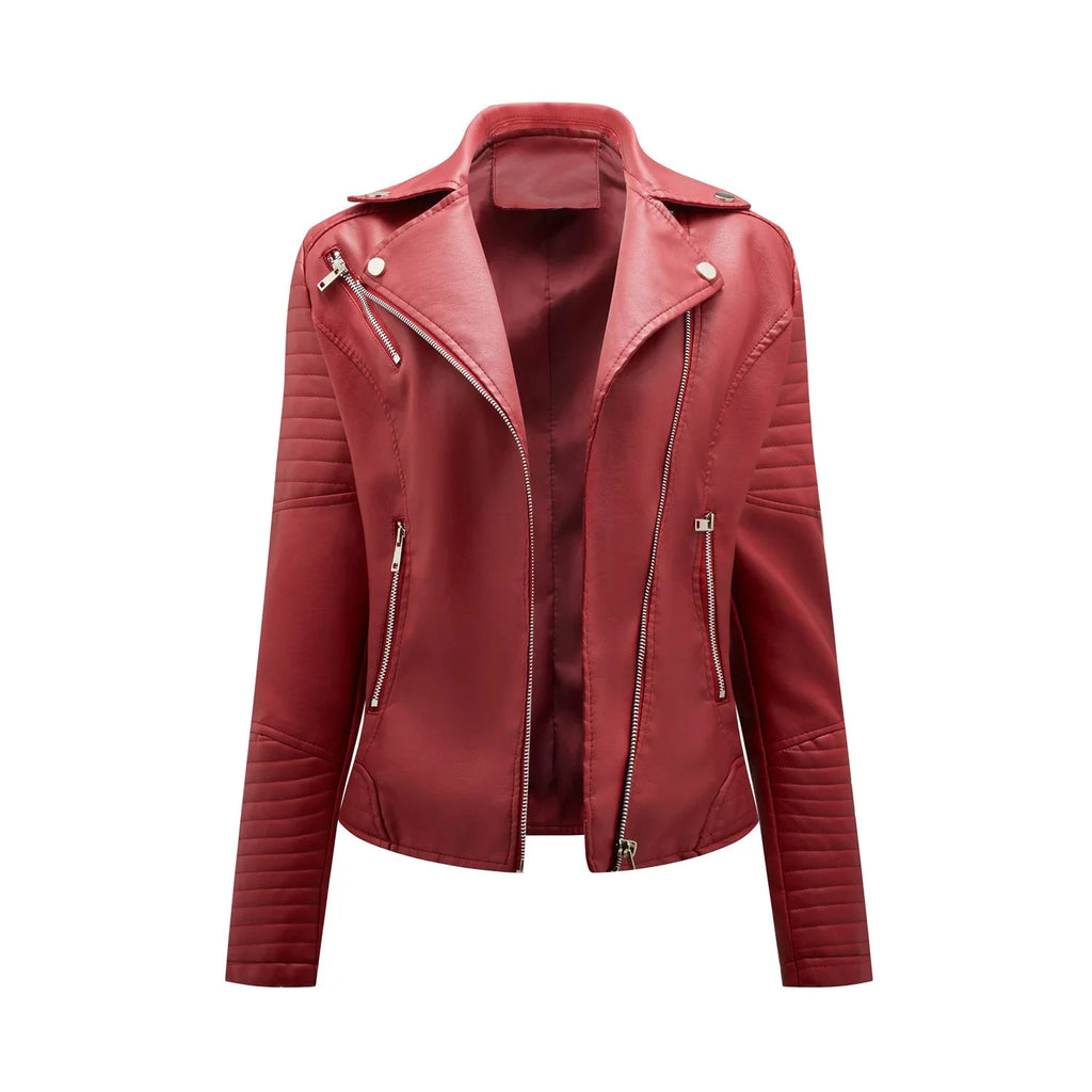 Veste Courte en Cuir Femme – Style Moto