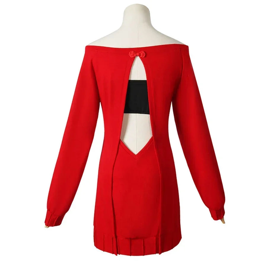 Anime spy x family Yor Forger Cosplay Costumes Red Sweater Dress Suit Casual Wear Black Braid… – vue 3 | Les Secrets de Léa