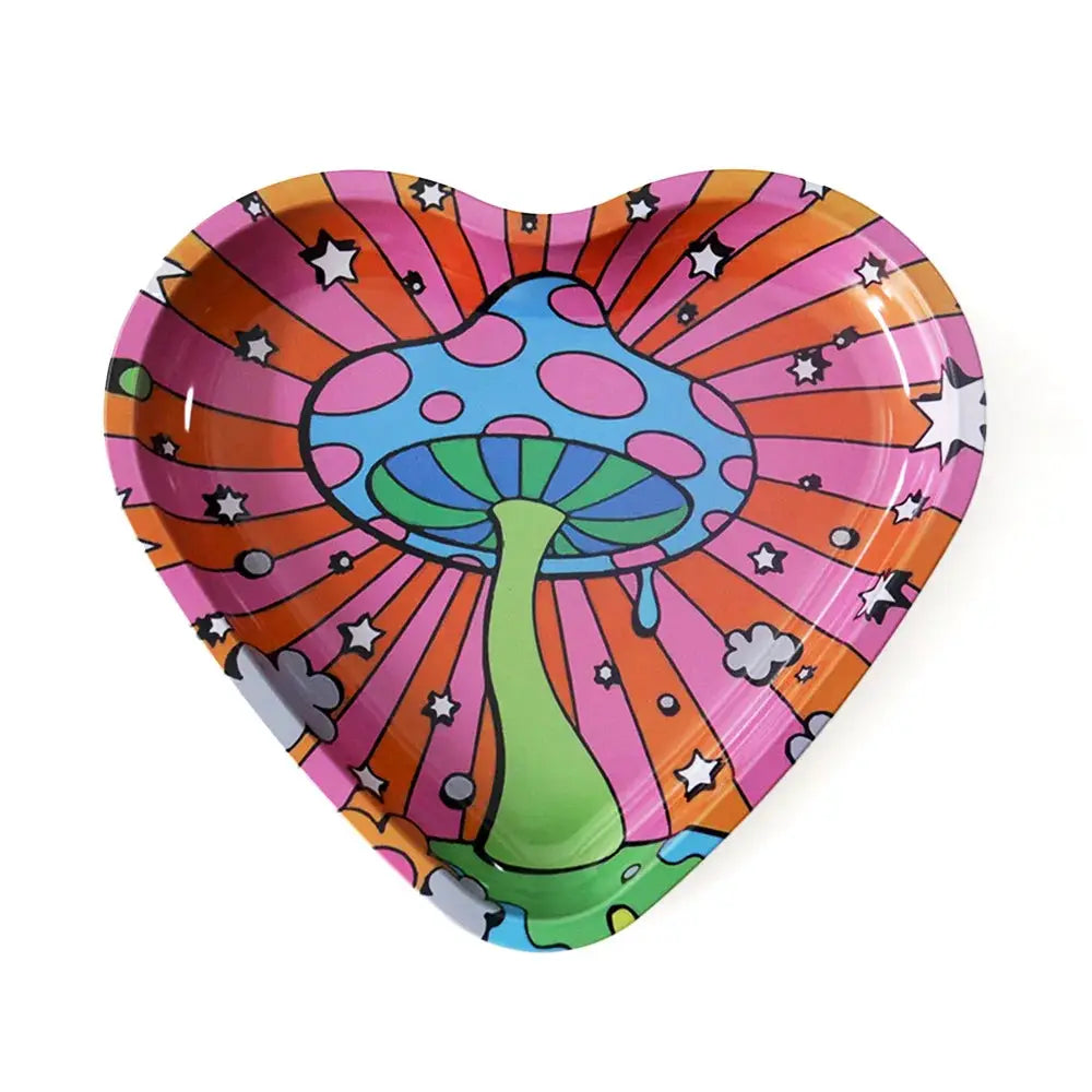 Plateau roulant en métal pour tabac – Forme coeur – 16.5x18 cm