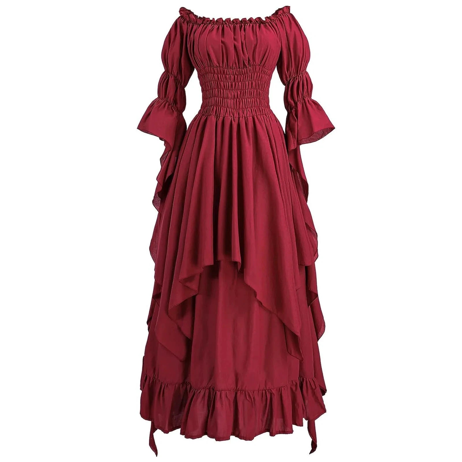 Robe longue style médiéval manches longues encolure élastique - LSDLBoutique