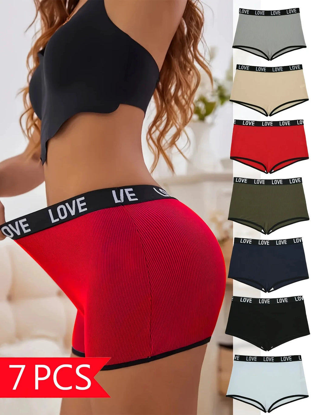 Les Secrets de Léa – Lot de 7 slips à ceinture lettres multicolores – Nour - LSDLBoutique