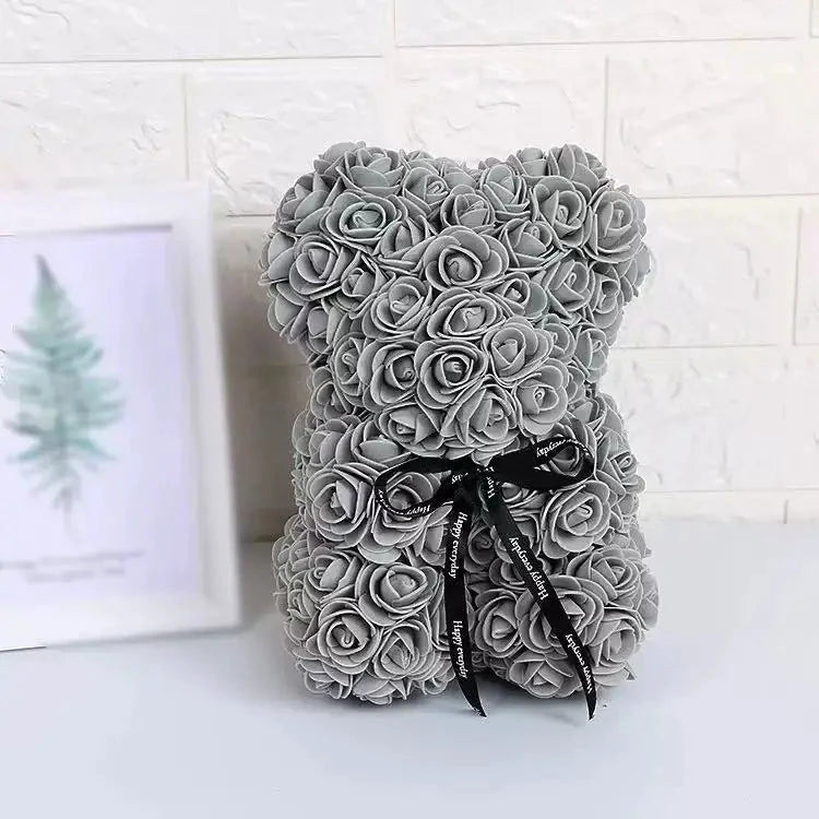 Les Secrets de Léa – Teddybär aus ewigen Rosen mit Schachtel – 25 cm